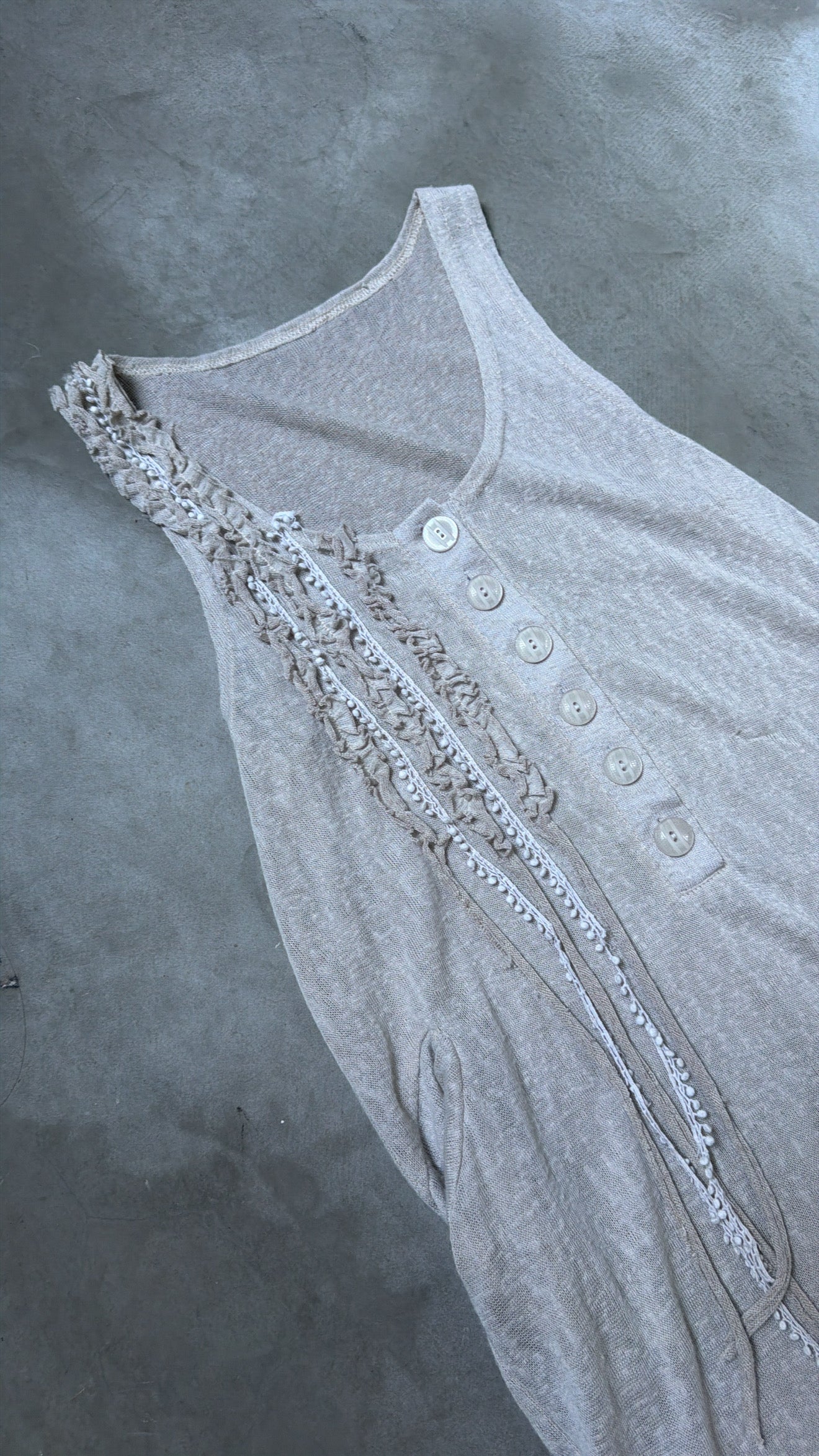 Button-Front Sleeveless Dress