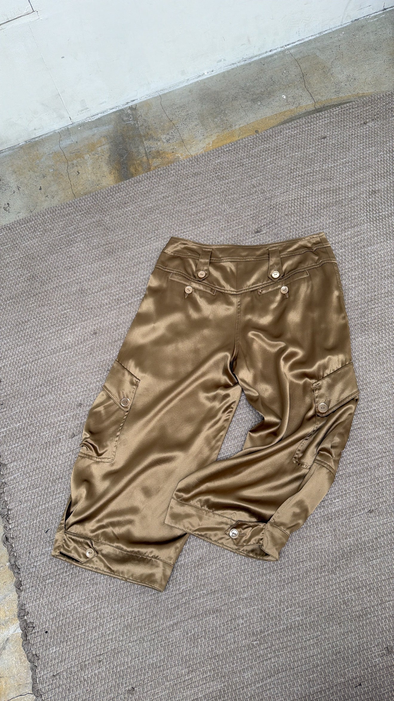 Sportmax gold satin cropped wide-leg pants