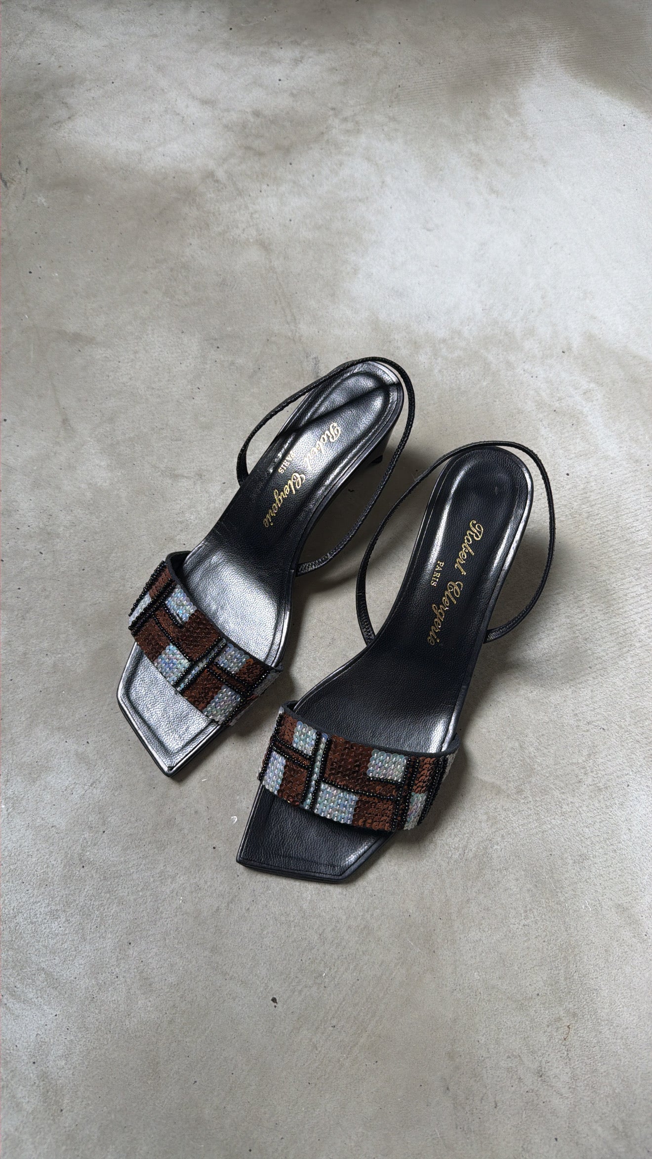 Sequin Kitten Heel Sandals