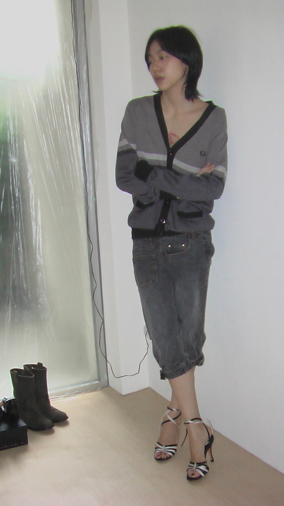 Fred Perry Grey Stripe Cardigan