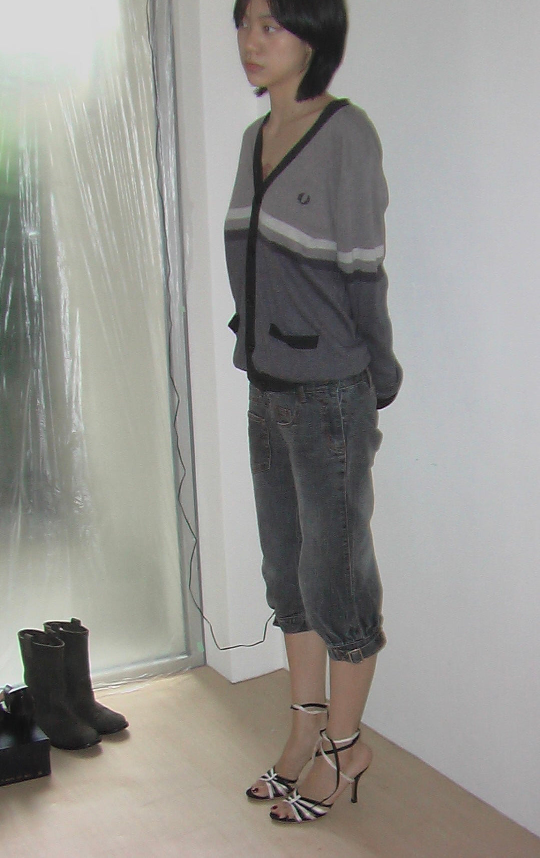 Fred Perry Grey Stripe Cardigan