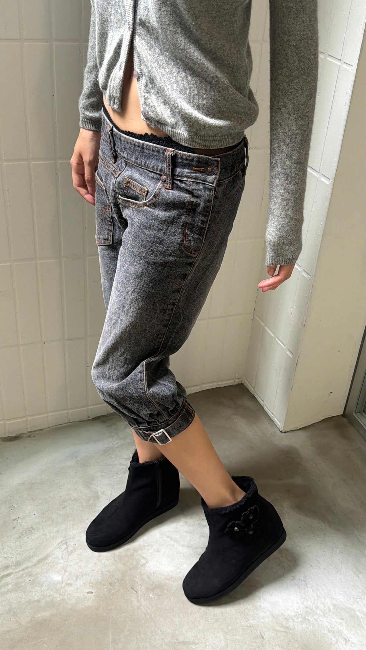 Black Fur-Lined Ankle Boots