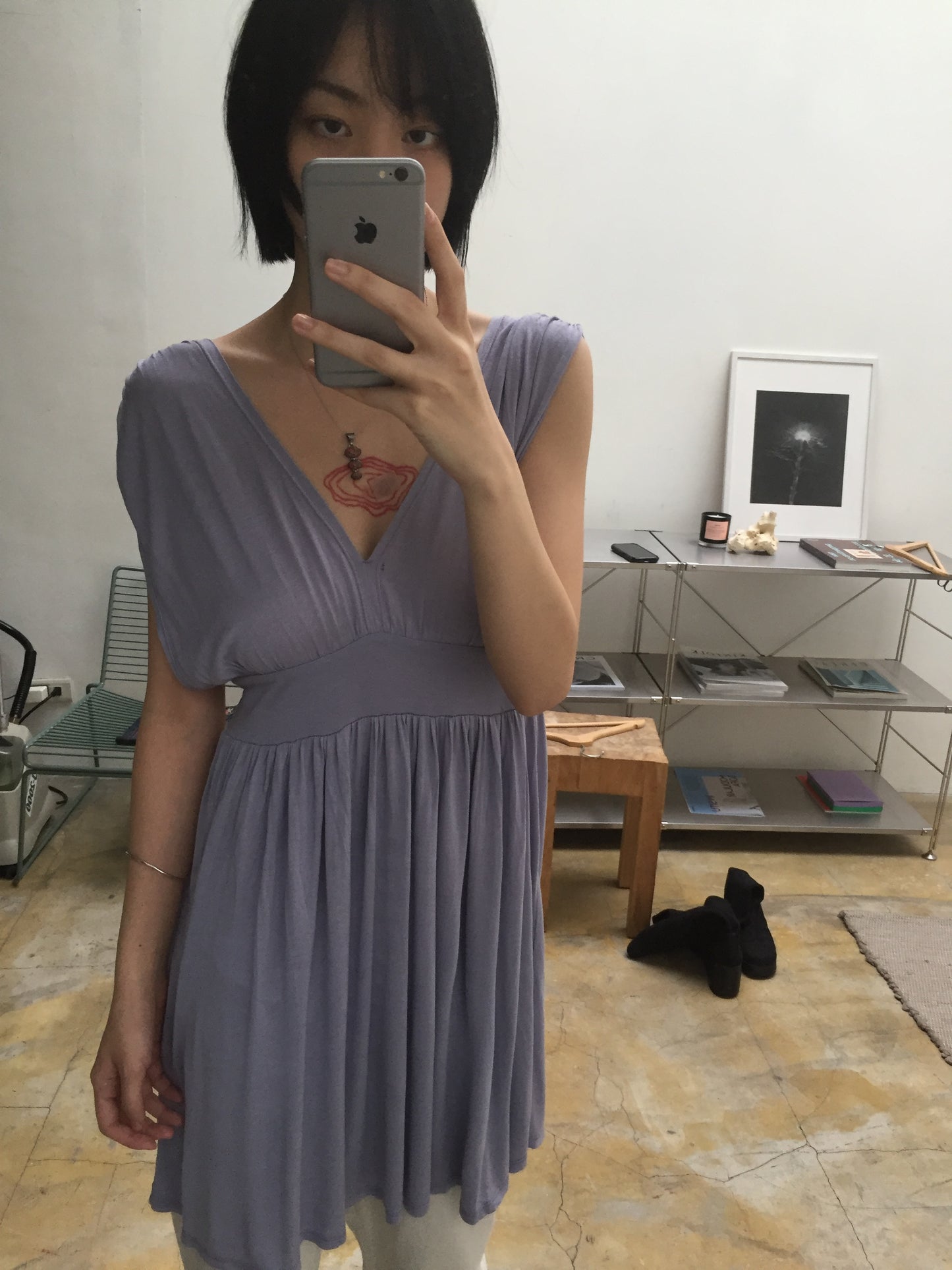 US-Made Violet Draped Sleeveless Top