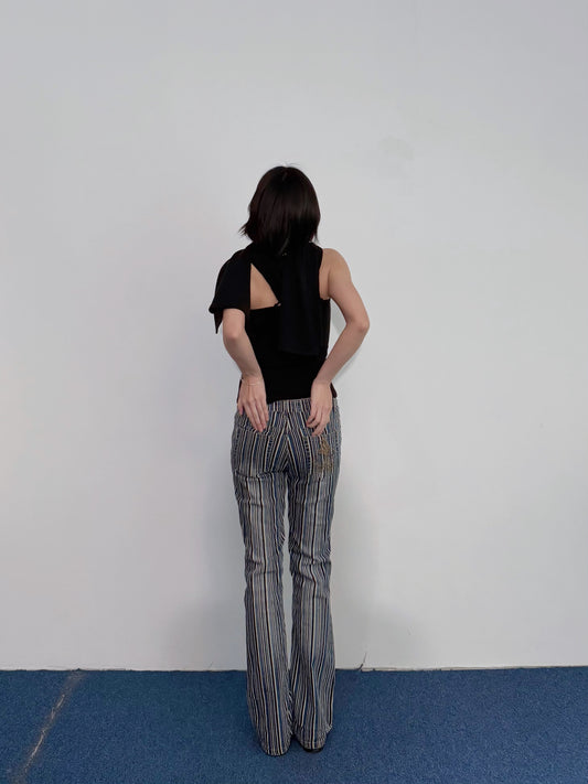 Blue Striped Flares條紋喇叭褲