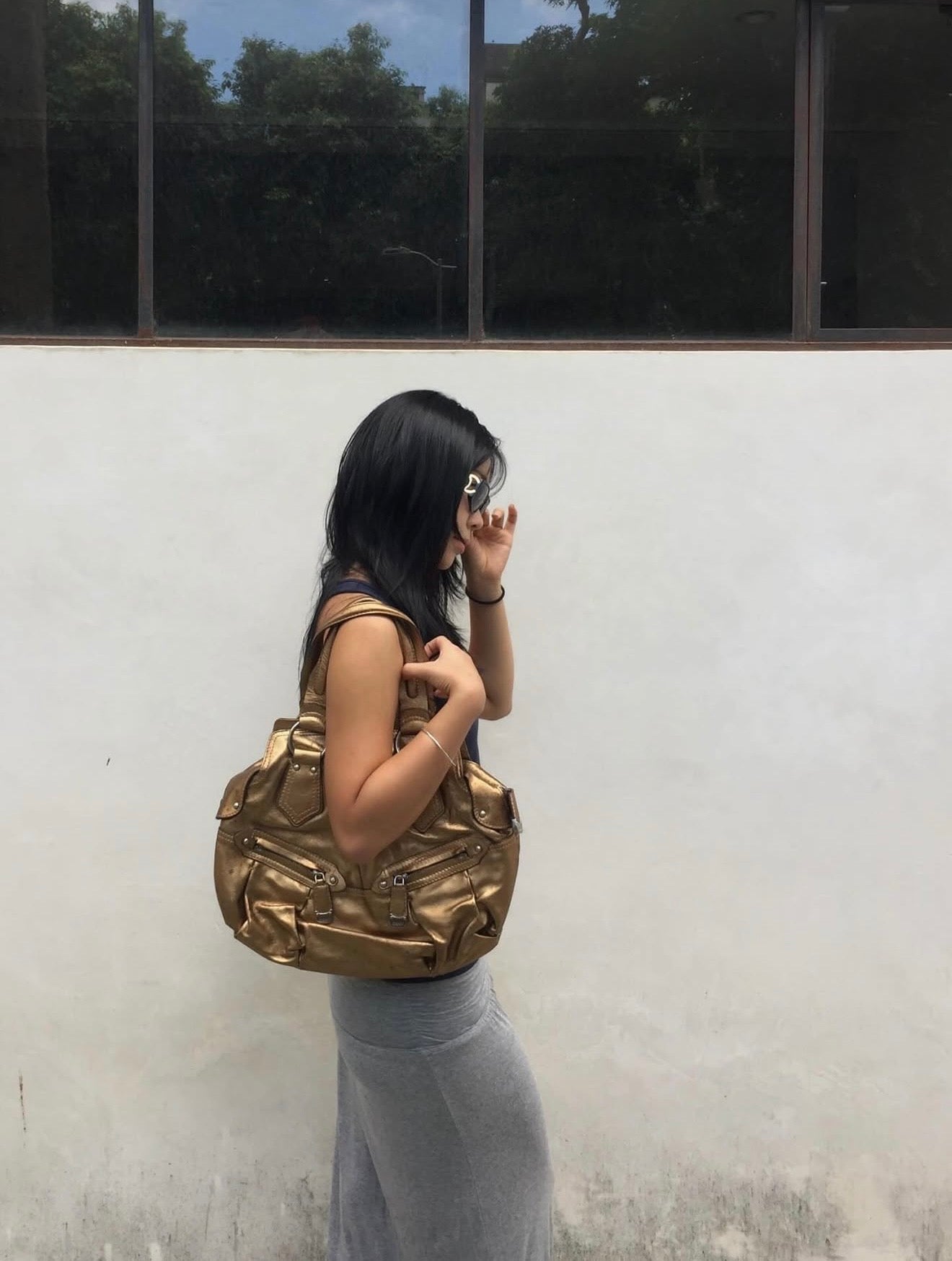 DKNY gold leather bag